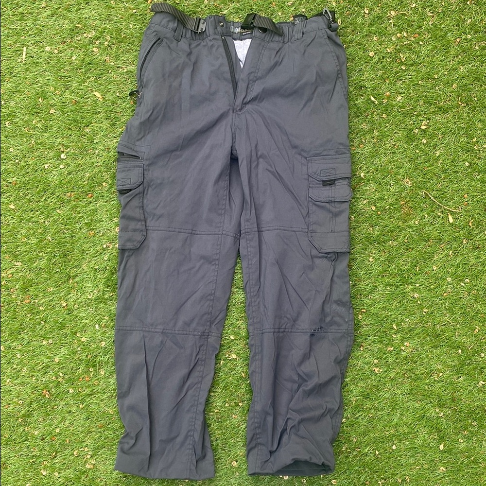 Gray Casual Cargo Pants Relaxed Fit